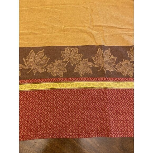 Rectangular Tablecloth Maroon Mustard With Leaves 76x54 - Picture 1 of 9